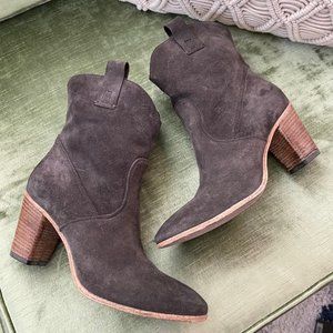 Alberto Fermani Chiara Ankle Boots in Anthracite Size 7.5 Sz 37.5 Stacked Heel